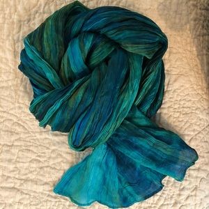 Lua watercolor silk scarf, turquoise